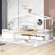 preview thumbnail 1 of 7, Solid Construction L-Shaped Platform Bed Twin Size House Platform Bed with Three Storage Drawers White