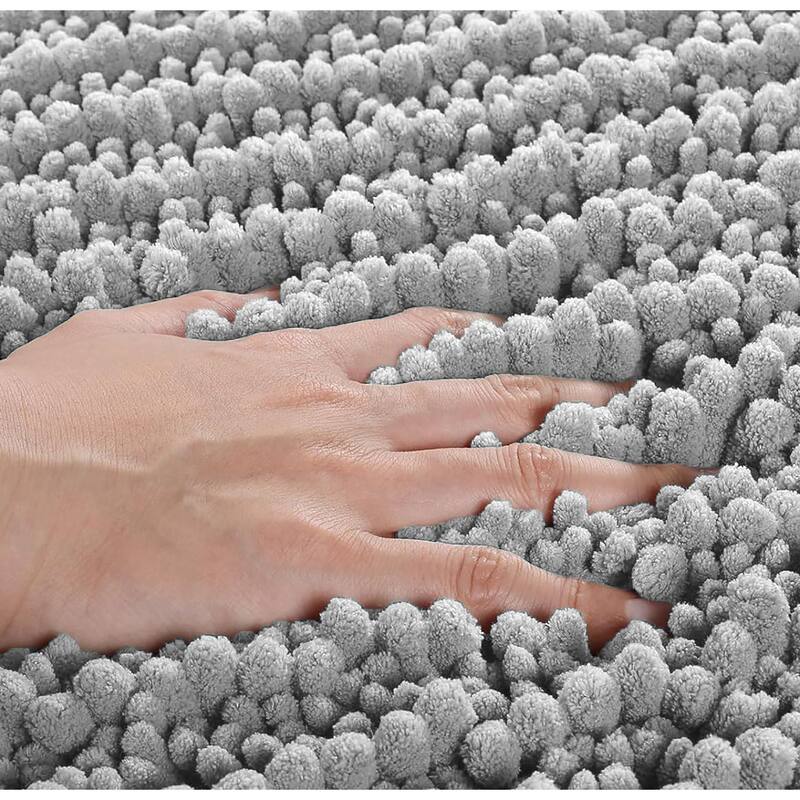 30"x20" - Light Grey Soft Cozy Plush Chenille Bath Mat Bathroom Rug