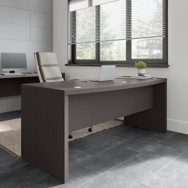 Echo 72W Bow Front Desk by Bush Business Furniture - Charcoal Maple