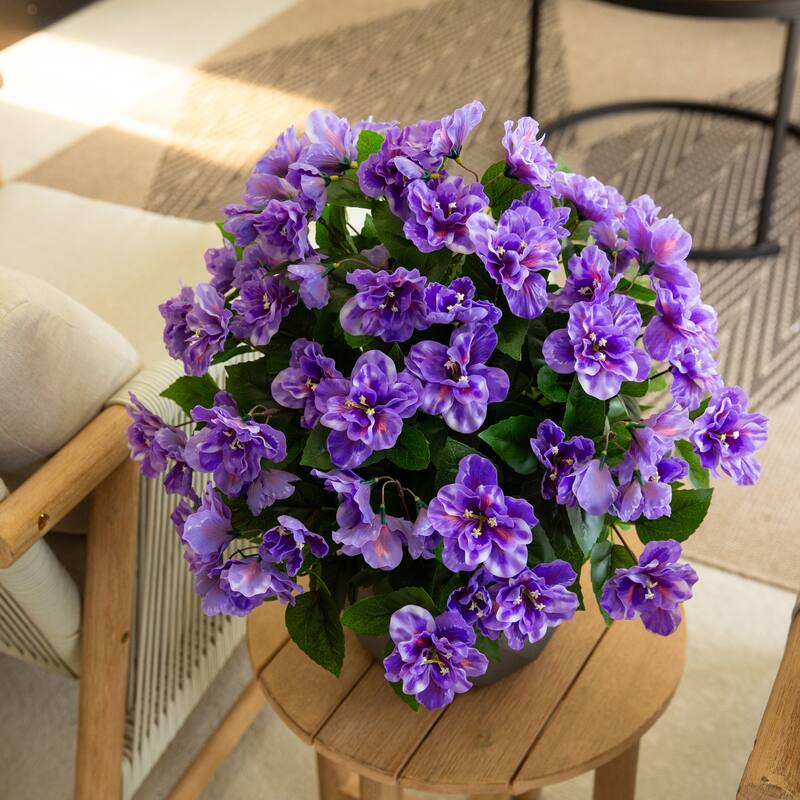 19-in UV Resistant Artificial Azalea Bush (Indoor/Outdoor) - Set of 3