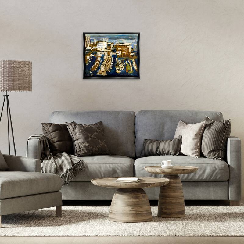 Stupell Bold Abstract Cityscape Framed Floater Canvas Wall Art Design By Erin McGee Ferrell