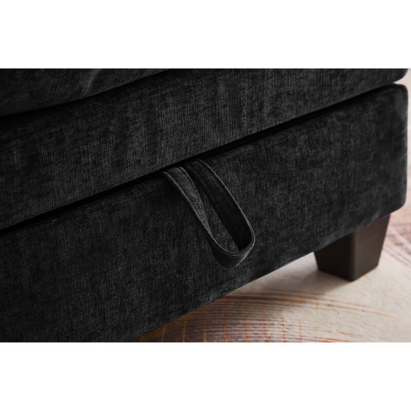 Anmytek Soft Chenille Upholstered 51 Inch Oversize Chaise Lounge Chair with Ottoman and Storage