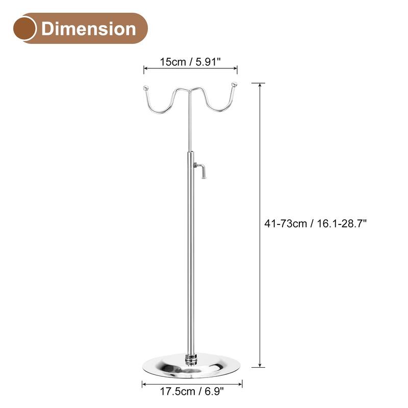 2x 16.1"-28.7" Purse Display Stand Adjustable Double Hook Handbag Rack - Silver