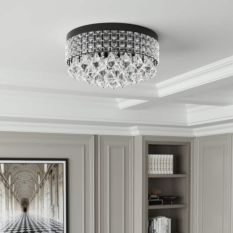 Maxax 4 - Light 15'' Crystal Metal Flush Mount