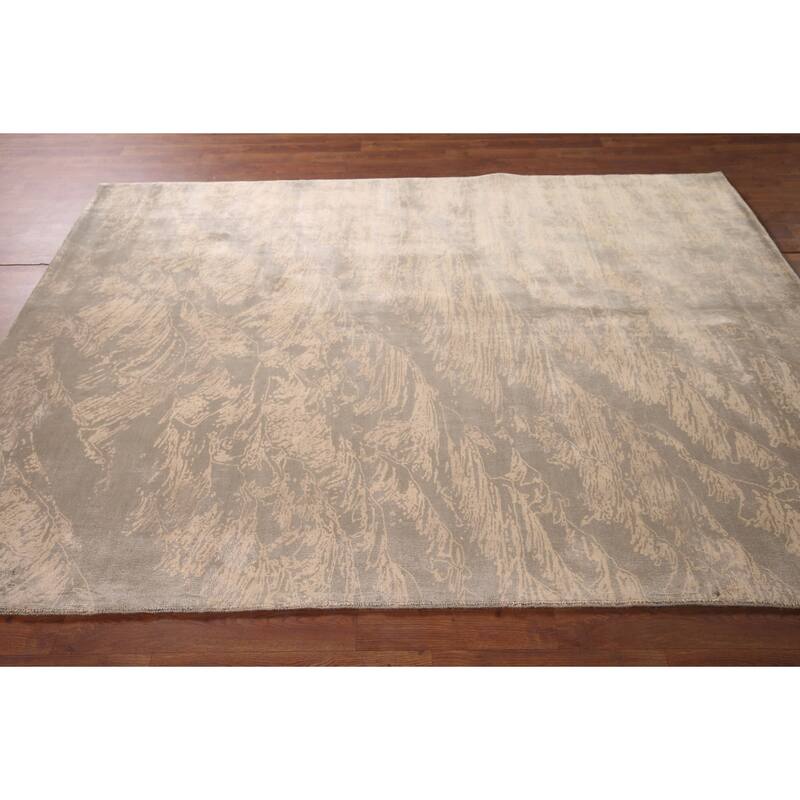 Abstract Indian Area Rug Hand-Knotted Oriental Wool Carpet - 5'8"x 7'10"