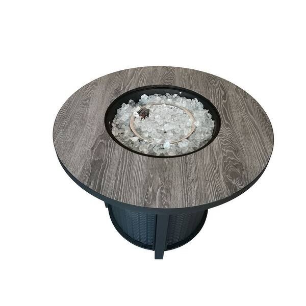 Shop Jambi Black Metal And Tile Round Fire Pit With Glass Rocks Overstock 31621081