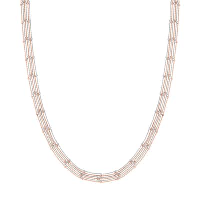 Curata 925 Sterling Silver 18" Pink and White 6 Strand Adjustable Saturn Chain Necklace