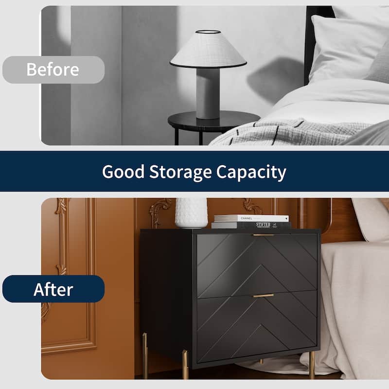 Clihome Modern 2-Drawer Storage Nightstand