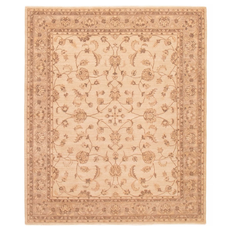 ECARPETGALLERY Hand-knotted Chobi Finest Ivory Wool Rug - 8'3 x 9'10 - Ivory - 8'3 x 9'10