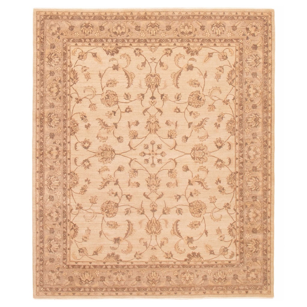 ECARPETGALLERY Hand-knotted Chobi Finest Ivory Wool Rug - 8'3 x 9'10