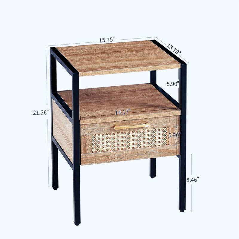 1-Piece or 2-Piece 15.75" Rattan Side Table