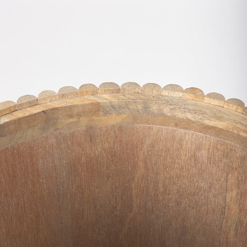 Terra Dark Brown Solid Wood Fluted Round Side Table