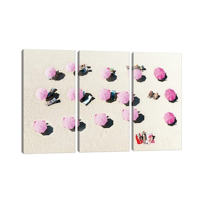 iCanvas "Pink Beach Umbrellas, Miami Beach Florida" by Susanne Kremer 3-Piece Canvas Wall Art Set