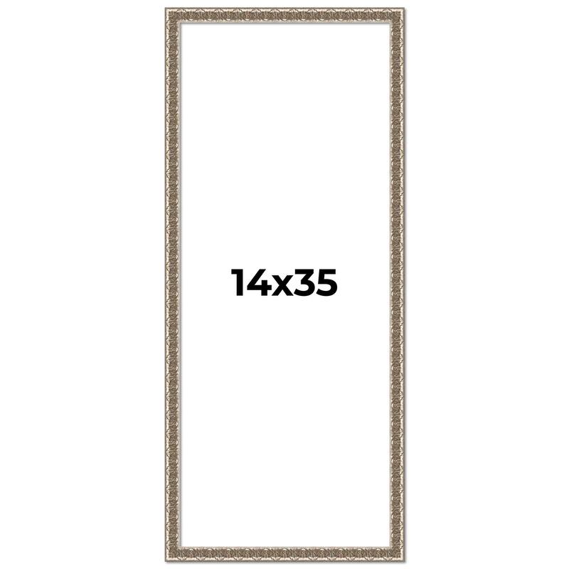 14x35 Frame Silver Versailles Ornate Solid Wood Picture Frame | 1 Inch