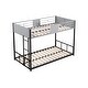 preview thumbnail 6 of 12, Black Twin over Twin Size Metal Bunk Bed with Vent Board