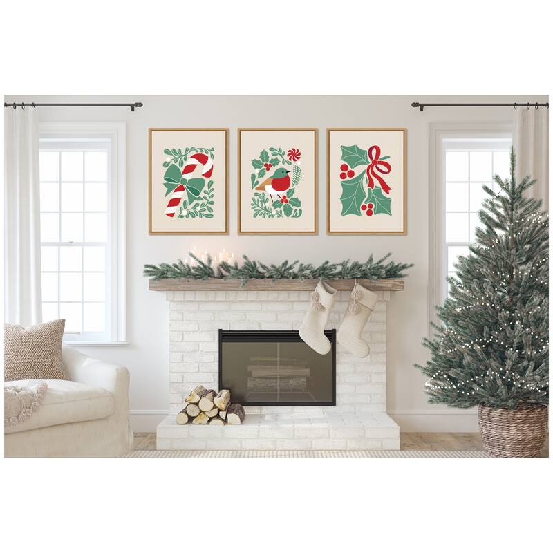 Kate and Laurel Sylvie Christmas Icons - 3 Piece Framed Canvas Art Set by Dominique Vari