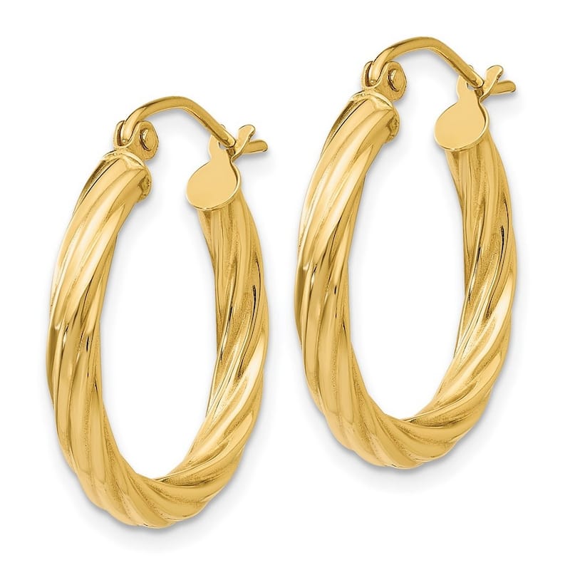 Curata 14k Yellow Gold Polished 20x3.25mm Twisted Hoop Earring