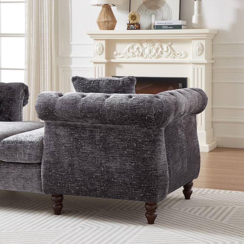 81" Button Tufted Sleeper Sofa Bed with Nailhead and Pillows