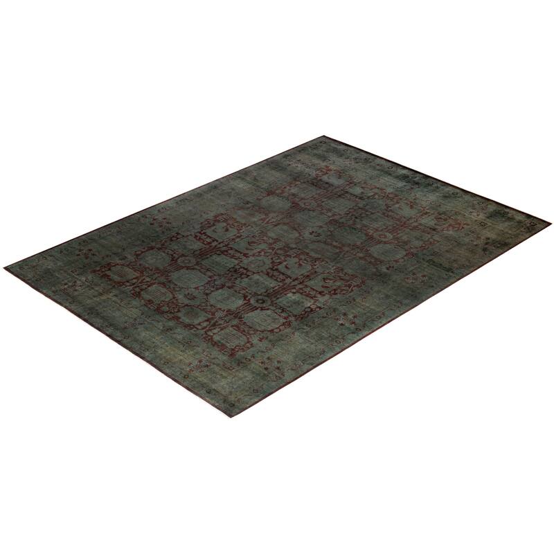 Overton Hand Knotted Wool Vintage Inspired Modern Contemporary Overdyed Gray Area Rug - 9' 0" x 12' 6"