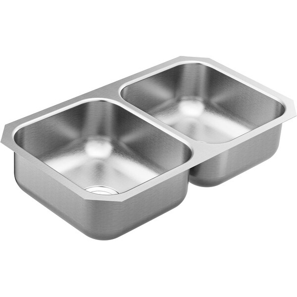 Moen GS18210 1800 Series 31-3/4" Undermount Double Basin Stainless Steel Kitchen Sink with SoundSHIELD Sound Absorbing