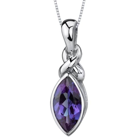 Simulated Alexandrite 2.5 Carats Pendant in Sterling Silver, 18"