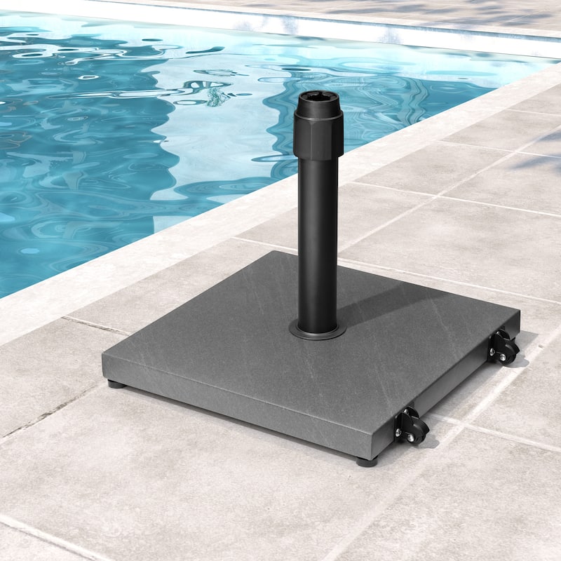 Pellebant Outdoor Market Umbrella Base Stand with Wheels - Grey