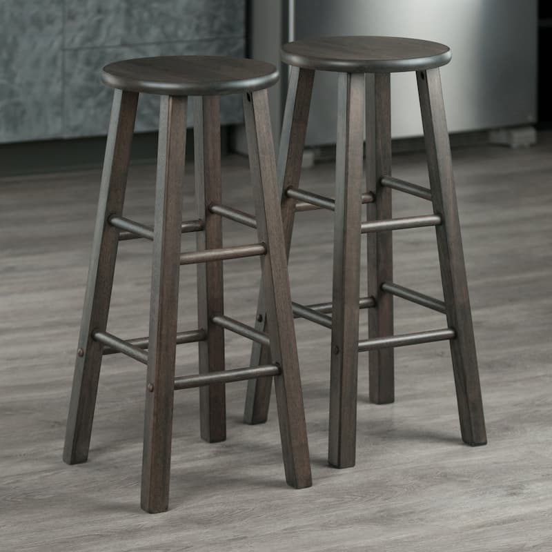 Element 2-Pc Bar Stool Set - 13.58 x 13.58 x 28.98 inches - Oyster Gray
