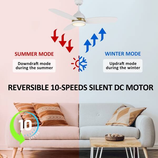 Aezusy Modern 20" Ceiling Fan With Light, Dimmable LED Ceiling Fixture Invisible Blades Crystal Accents Remote App Control Quiet Adjustable Color Temperatur