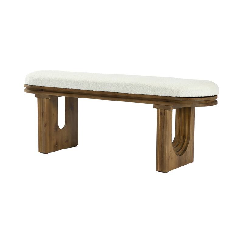 47.24" Solid Wood Upholstered Bedroom Bench, Bed End Entryway Bench for Hallway Living Room Kitchen