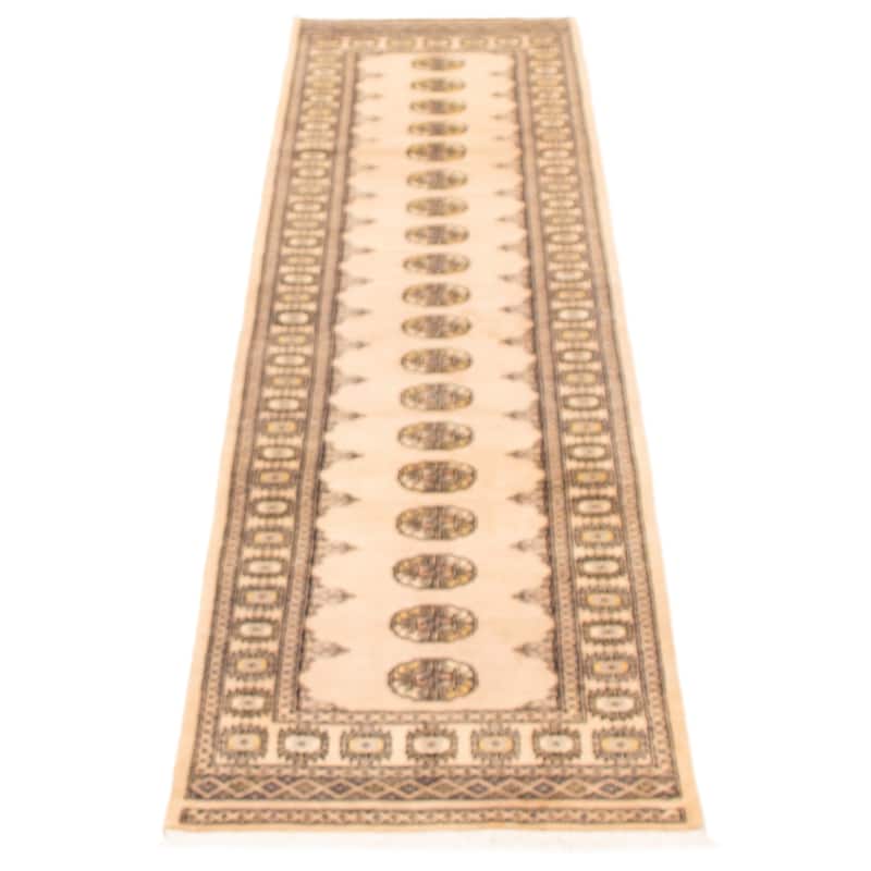 ECARPETGALLERY Hand-knotted Peshawar Bokhara Ivory Wool Rug - 2'7 x 9'9