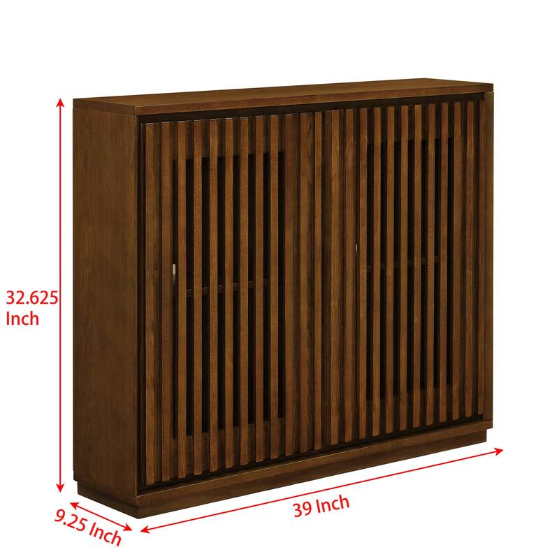 Mid-Century Modern Fluted Sideboard Cabinet with Outlet Holes, Solid Wood Buffet Storage Cabinet for Living Room