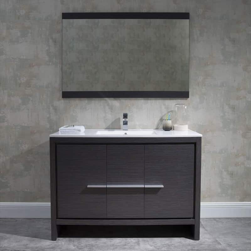 Blossom 48-Inch Bathroom Vanity Set with Ceramic Sink and Mirror Combo