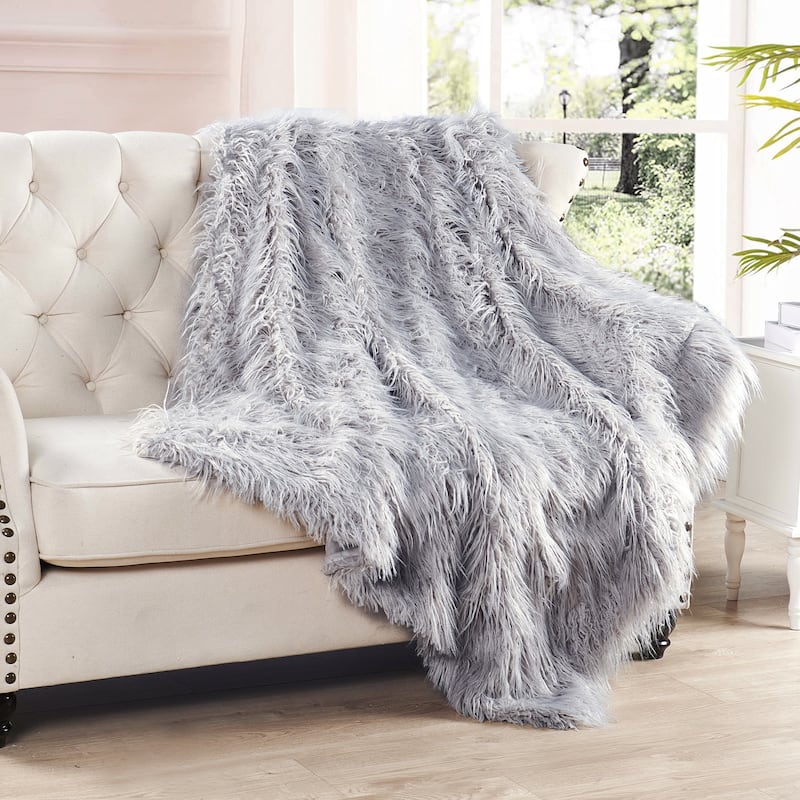 Karenne Shaggy Fauxfur Throw Blanket