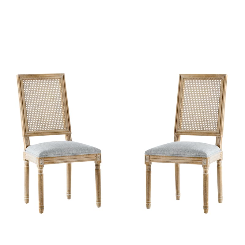 French Country Dining Chairs w/ Rustic Weathered Finish & Solid Rubberwood Frame - Set of 2