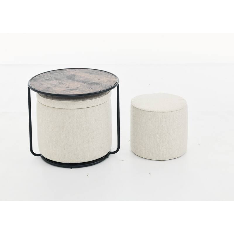 Ottoman, multifunctional combination set table Ottoman, combination of Ottoman and table, with drum stool, with storage space