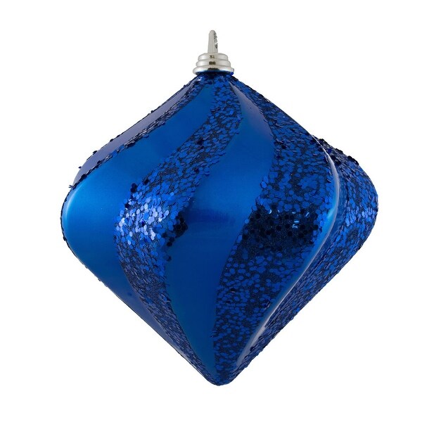 Vickerman 6'' Blue Candy/Glitter Swirl Diamond Christmas Ornament