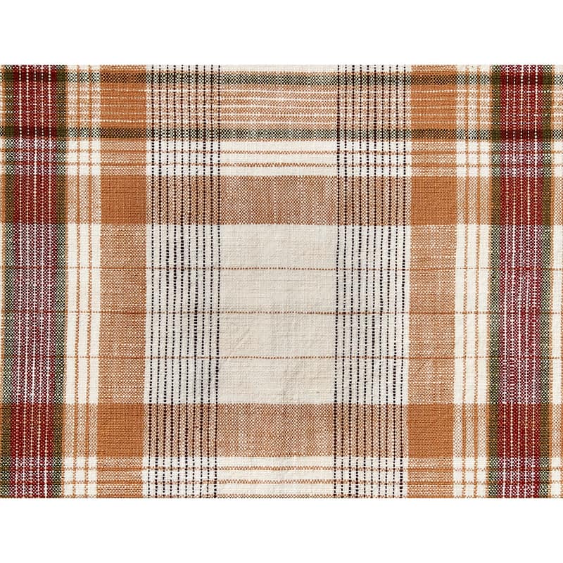 Eva Plaid Cotton Placemat Set for Fall Harvest - Multicolor, Machine Washable, 13" H x 19" L x 14.5" W