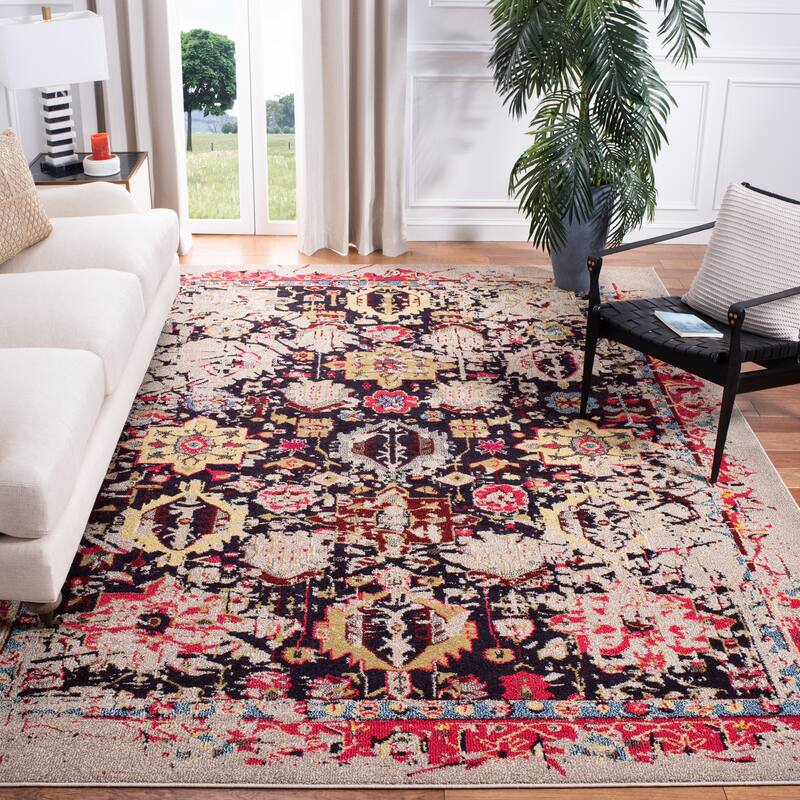 SAFAVIEH Monaco Nevzeta Distressed Boho Rug - 9' x 12' - Grey/Multi