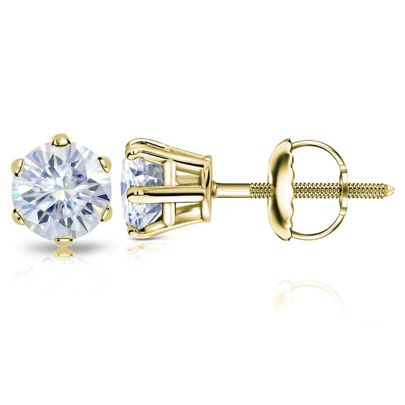 Auriya 14k Gold 4ctw Round Moissanite Stud Earrings - 8.2 mm