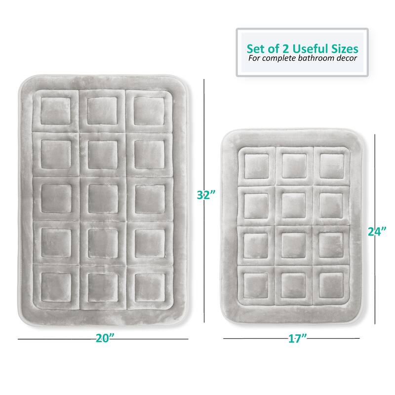 Clara Clark Ultra Soft Non Slip and Absorbent Bath Rug - Waffled Velvet Memory Foam Bath Mat