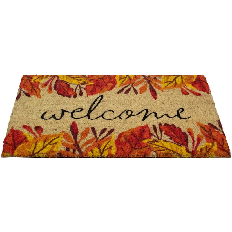 Leafy Fall Harvest Rectangular "Welcome" Doormat 18" x 30" - 18" x 30"