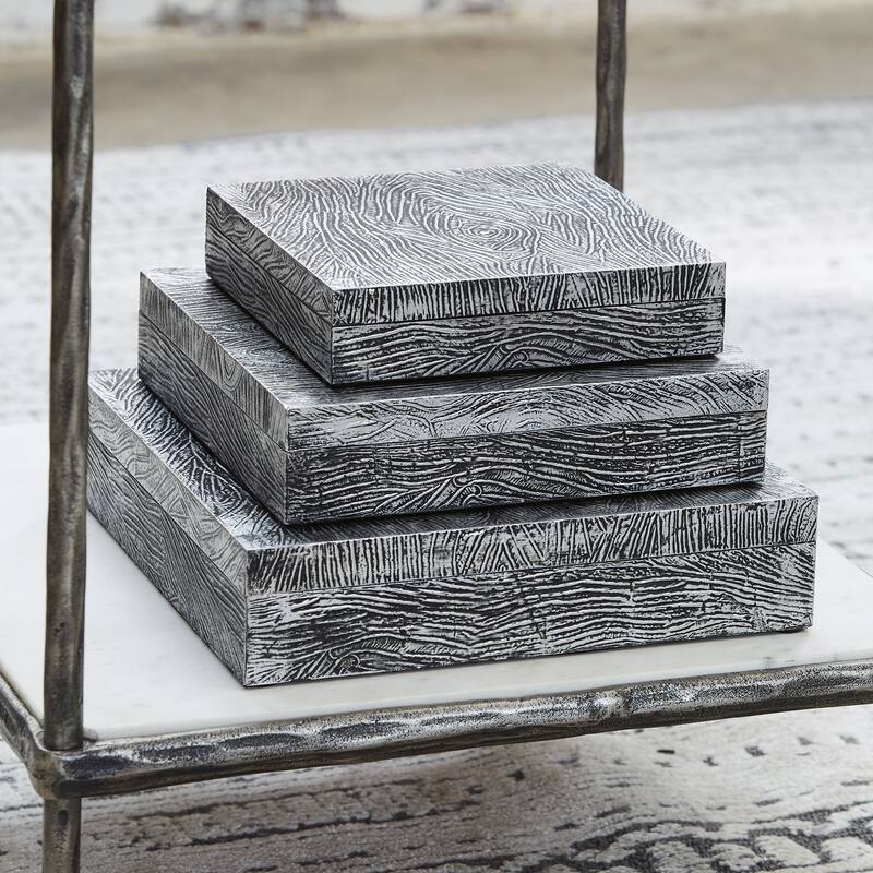Signature Design by Ashley Keldy Box Set (Set of 3) - 13"W x 13"D x 3"H - Grey