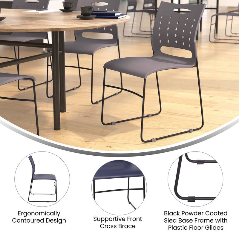 5 Pack HERCULES Series 881 lb. Capacity Sled Base Stack Chair with Air-Vent Back