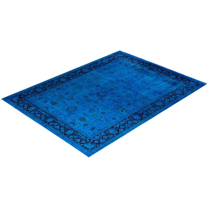 Fine Vibrance One-of-a-Kind Hand-Knotted Area Rug - Blue, 9' 2" x 12' 4" - 9' 2" x 12' 4"