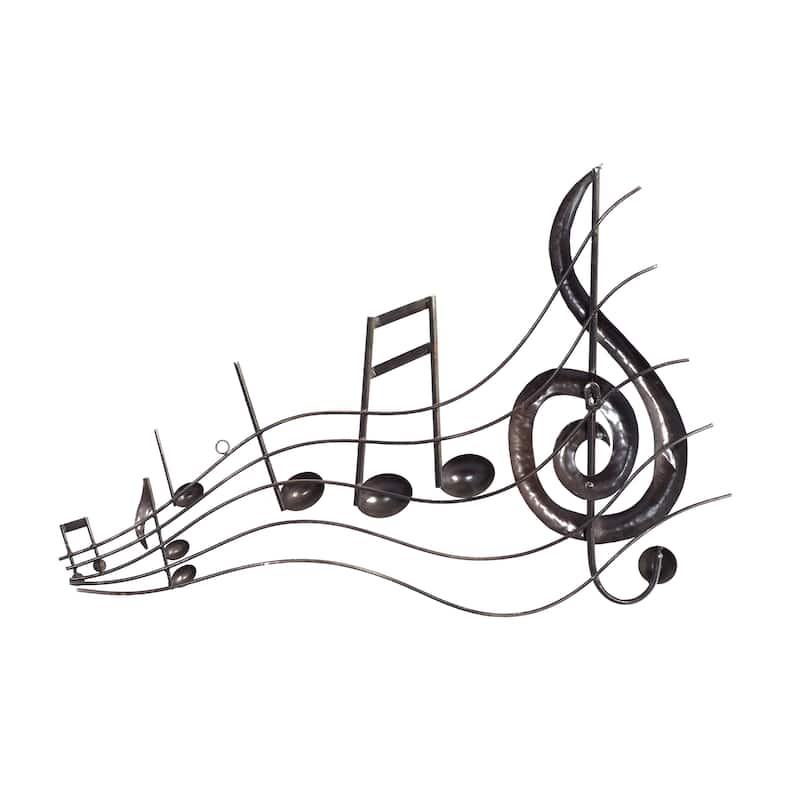 Brown Metal Musical Notes Home Wall Decor with Gold Details
