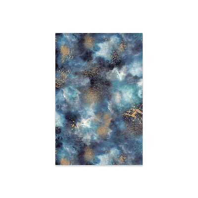 Marble Watercolor Gold Navy Print On Acrylic Glass by Ninola Design