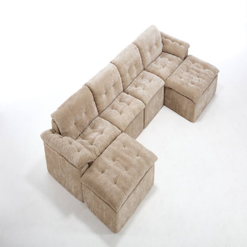 Modular Convertible Cushioned Sleeper Sofa Set