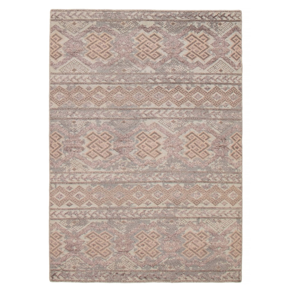 ECARPETGALLERY Hand-knotted Jules Serapi Grey Silk, Wool Rug - 5'3 x 7'6