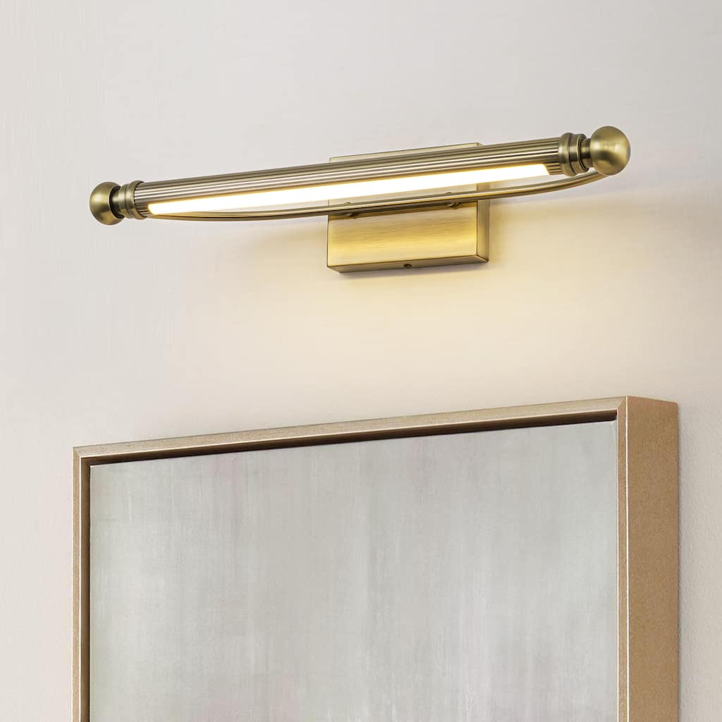 25.2" W Vintage Aged Green Patina 3000K Dimmbale LED Vanity Light with Adjustable Arm for Bathroom