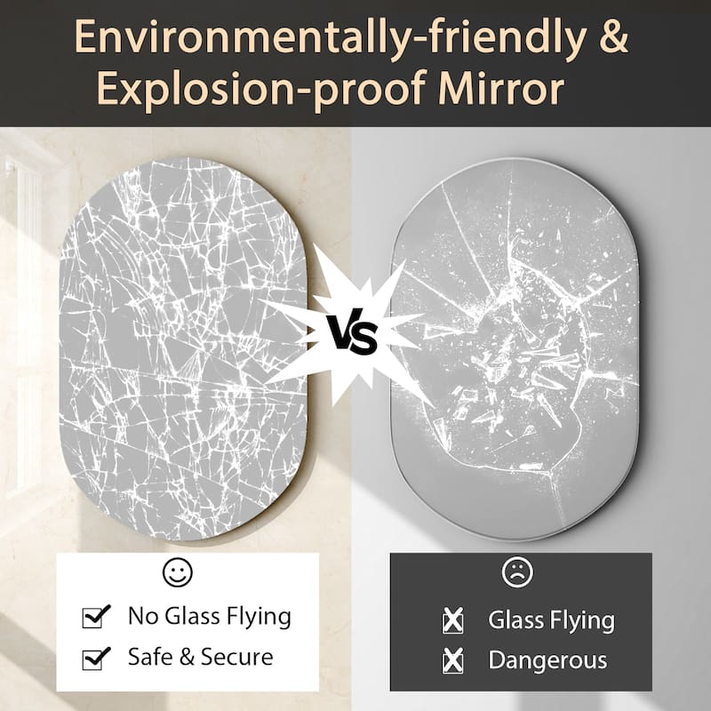 Costway 32'' x 20'' Oval Bathroom Wall Mirror Mounted Makeup Mirror